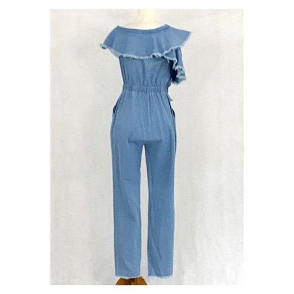 Signature8 Ruffle Collar Chambray Jumpsuit - Picture 6 of 12